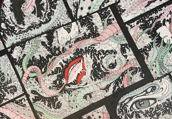 octopus tentacles lips eyes and water splashes