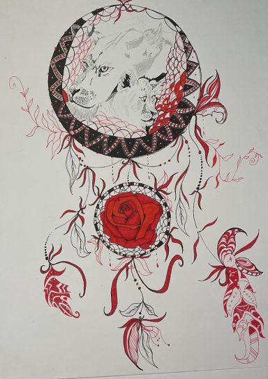 dreamcatcher roses wolf dreams