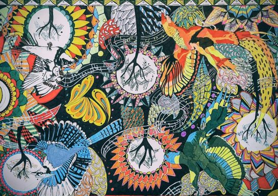 Birdsong birds trees mandala colourful nature